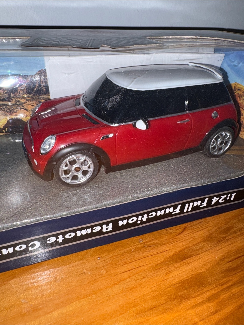 Red and White Mini Hatchback RC Car Toy - 1:24 Scale